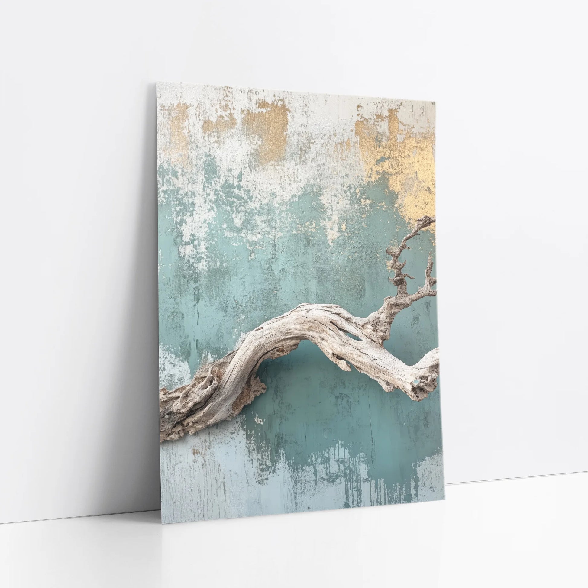 Driftwood Art Turquoise Wall Coastal Print art print
