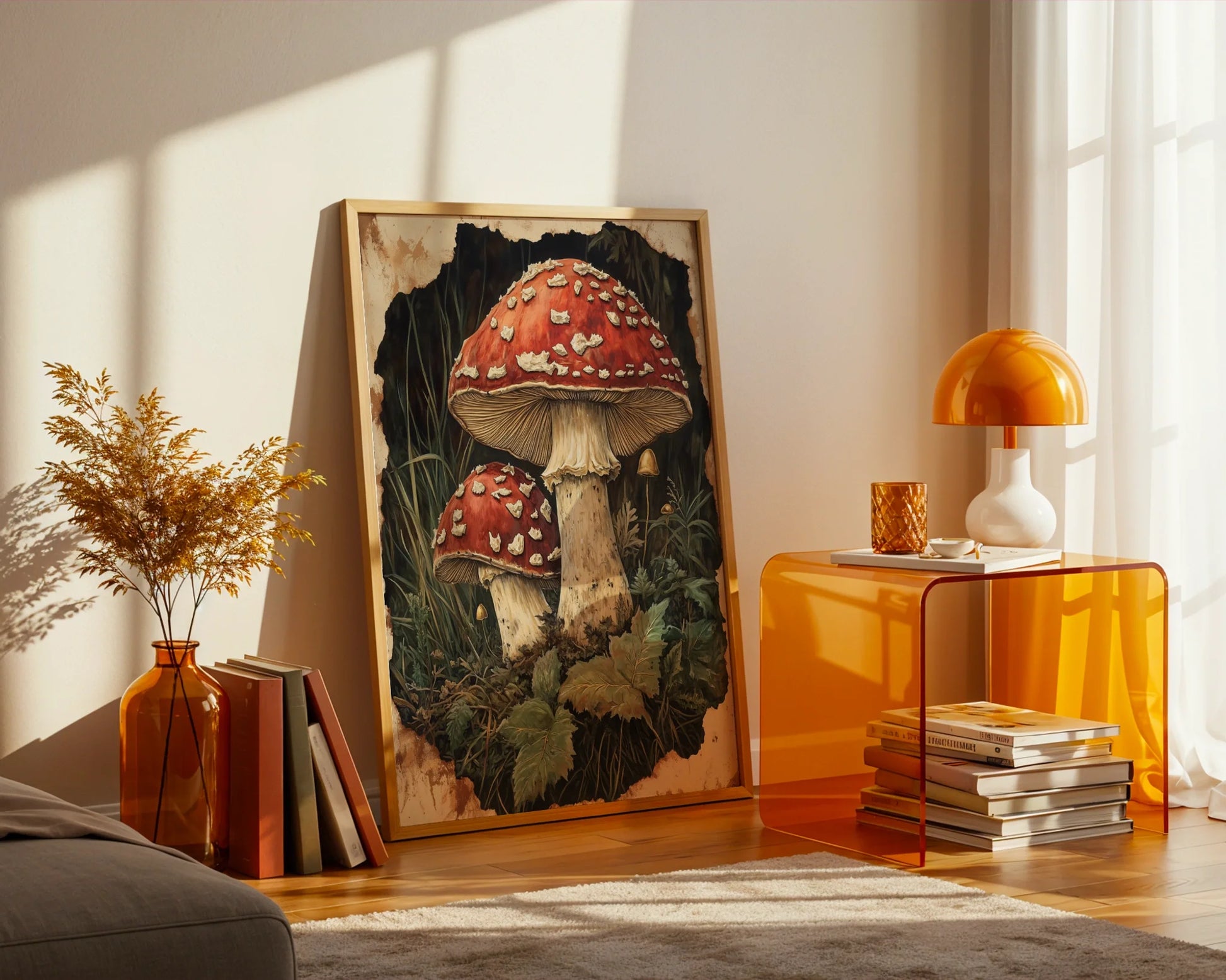 Dark Academia Mushroom Forest Shadows in room