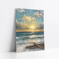 Coastal Ocean Sunrise Gold Leaf Textured art print