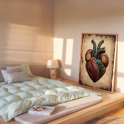 Anatomical Heart Art Gothic Baroque Gold Medallion in room