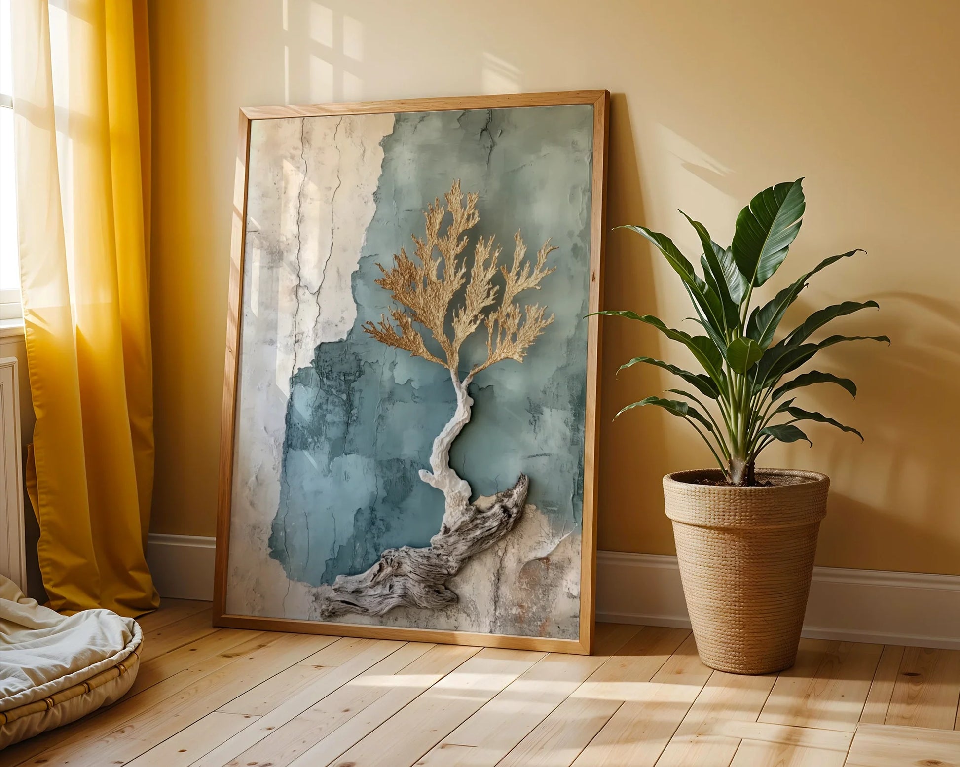 Driftwood Coral Art Textured Sediment in room
