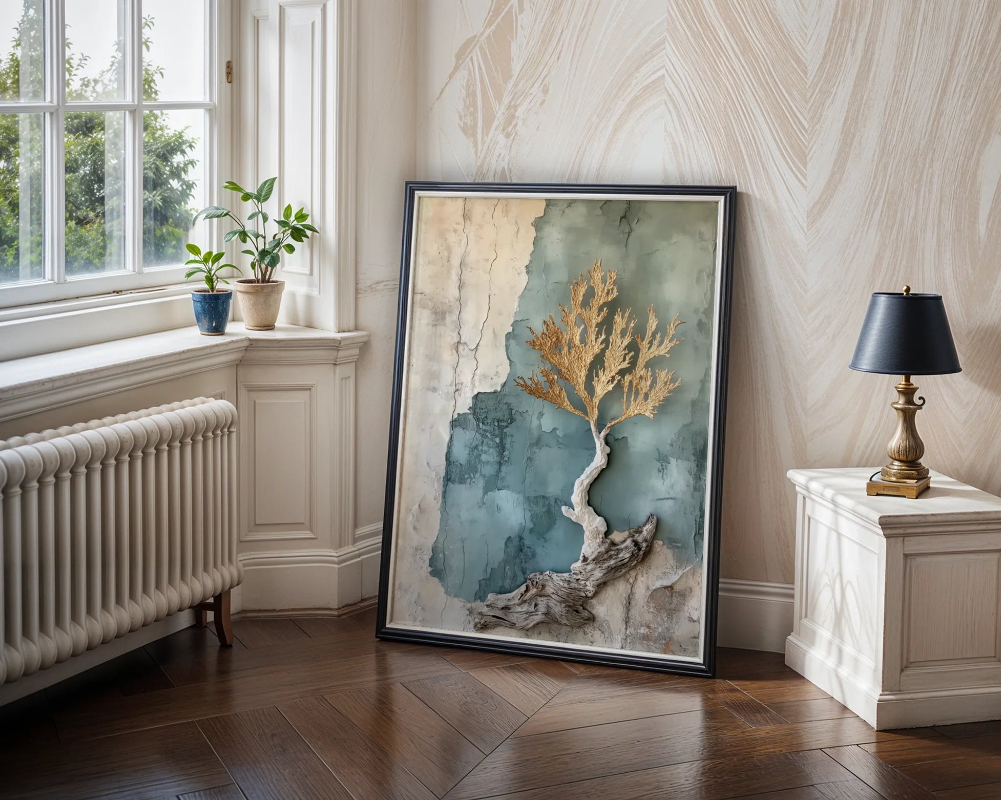 Driftwood Coral Art Textured Sediment in room