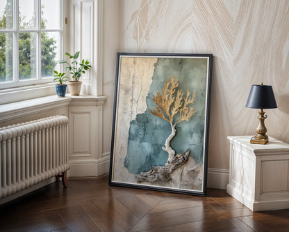 Driftwood Coral Art Textured Sediment in room