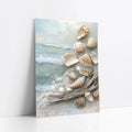 Coastal Textured with Seashells Driftwood art print