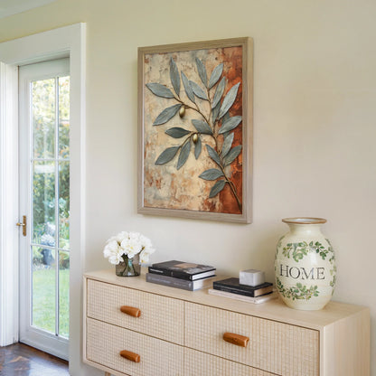 Metallic Olive Branch Fresco Style Boho in room