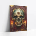 Gothic Skull - Golden Crown Burgundy Candles art print