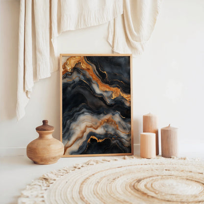 Copper Black Marble Molten Rivers in room