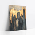 Gold Leaf Urban Skyline Distressed Metallic art print