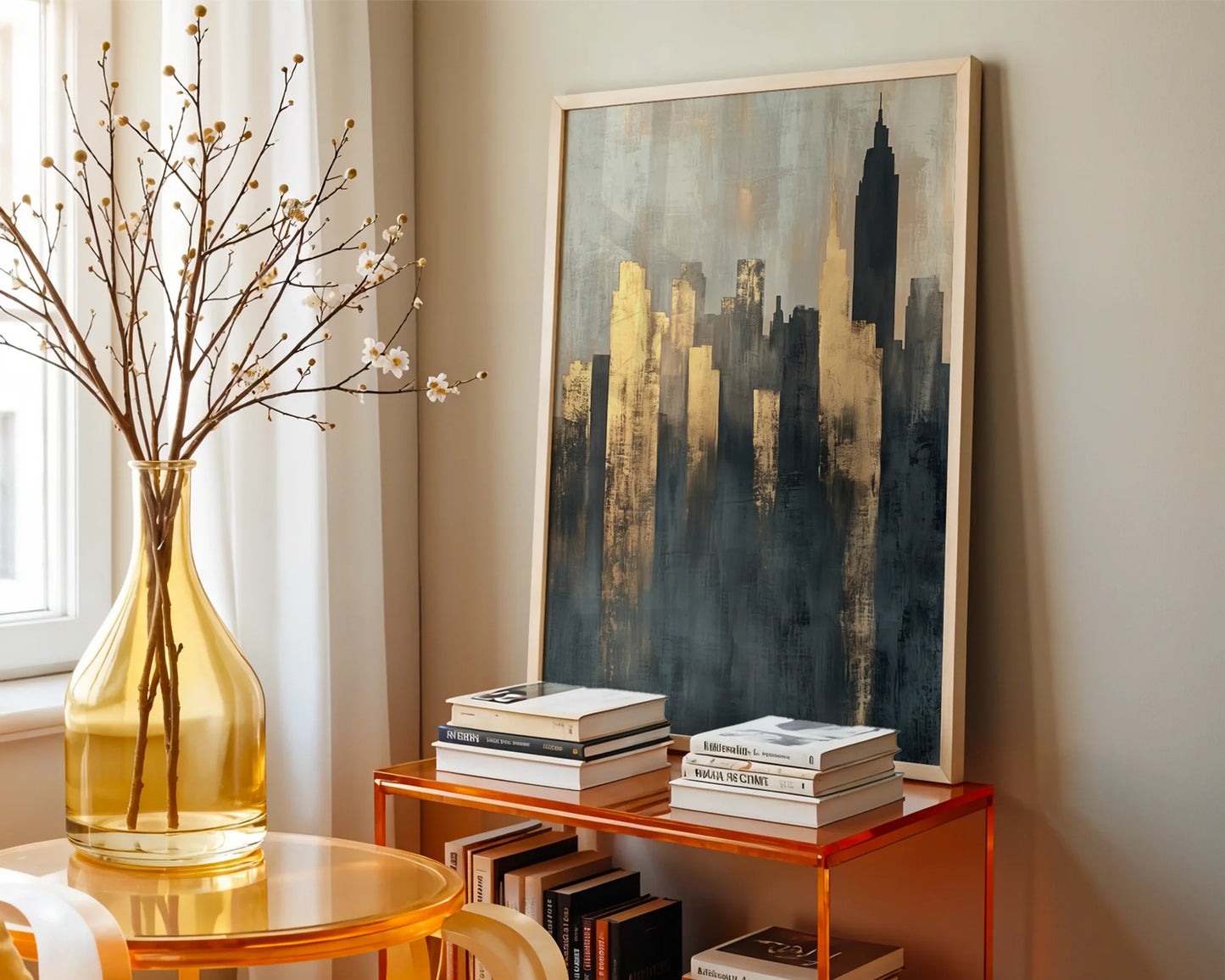 Gold City Skyline Storm Shadows Luxury in room