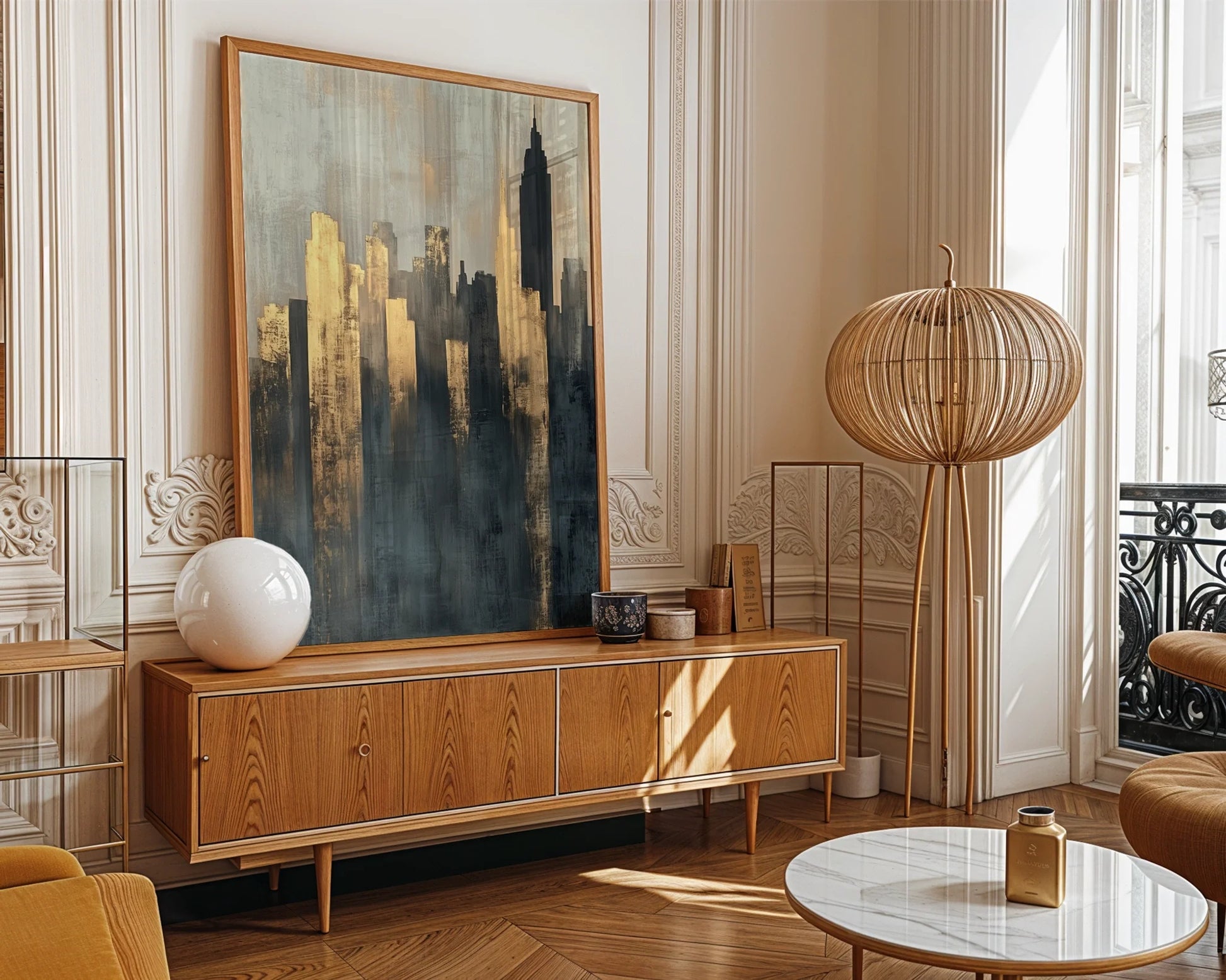 Gold City Skyline Storm Shadows Luxury in room