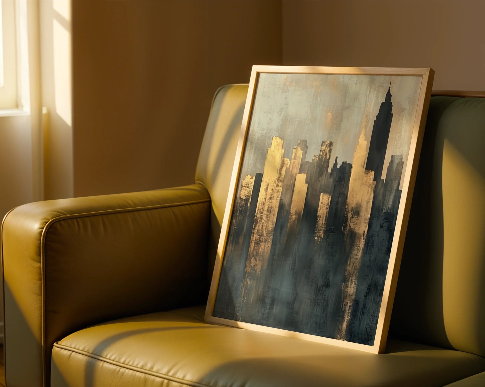 Gold City Skyline Storm Shadows Luxury in room