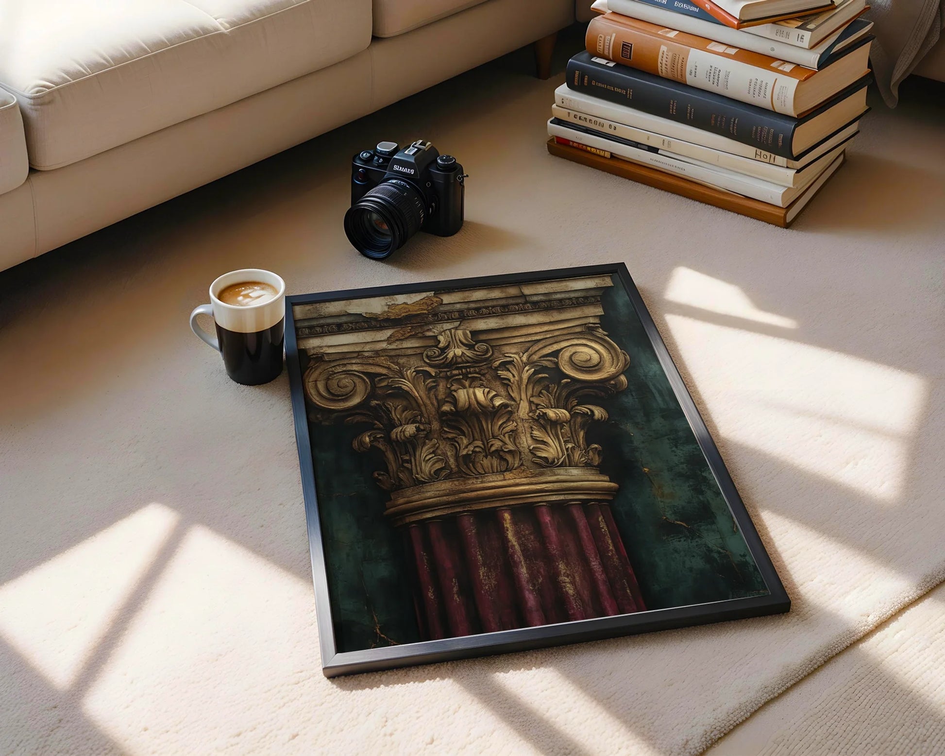 Antique Corinthian Column Art Classical Architecture Canvas Print — Timeless sculptural print featuring historic masonry elements for sophisticated living spaces