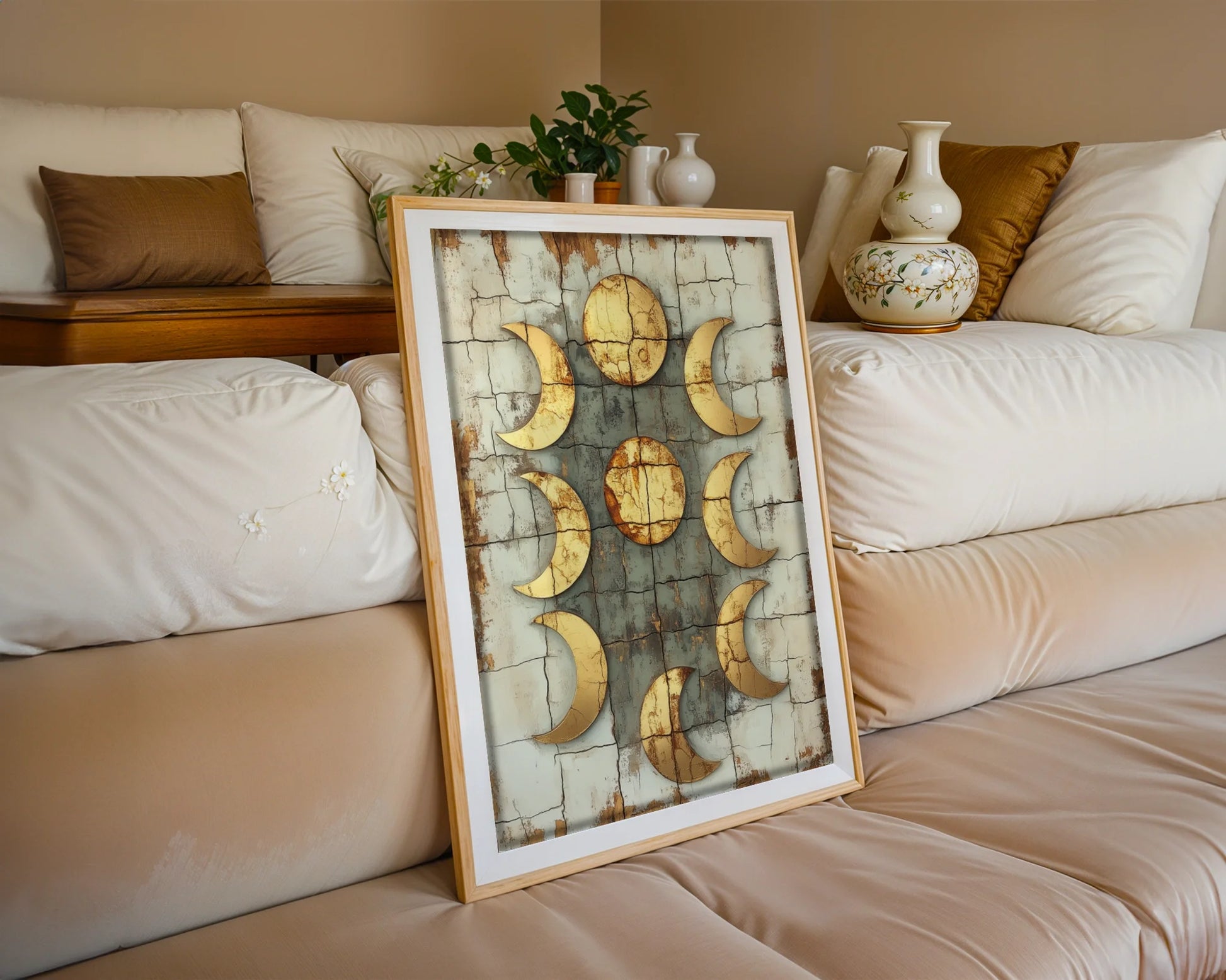 Ancient Moon Phases Nine Crescents Twin Suns in room