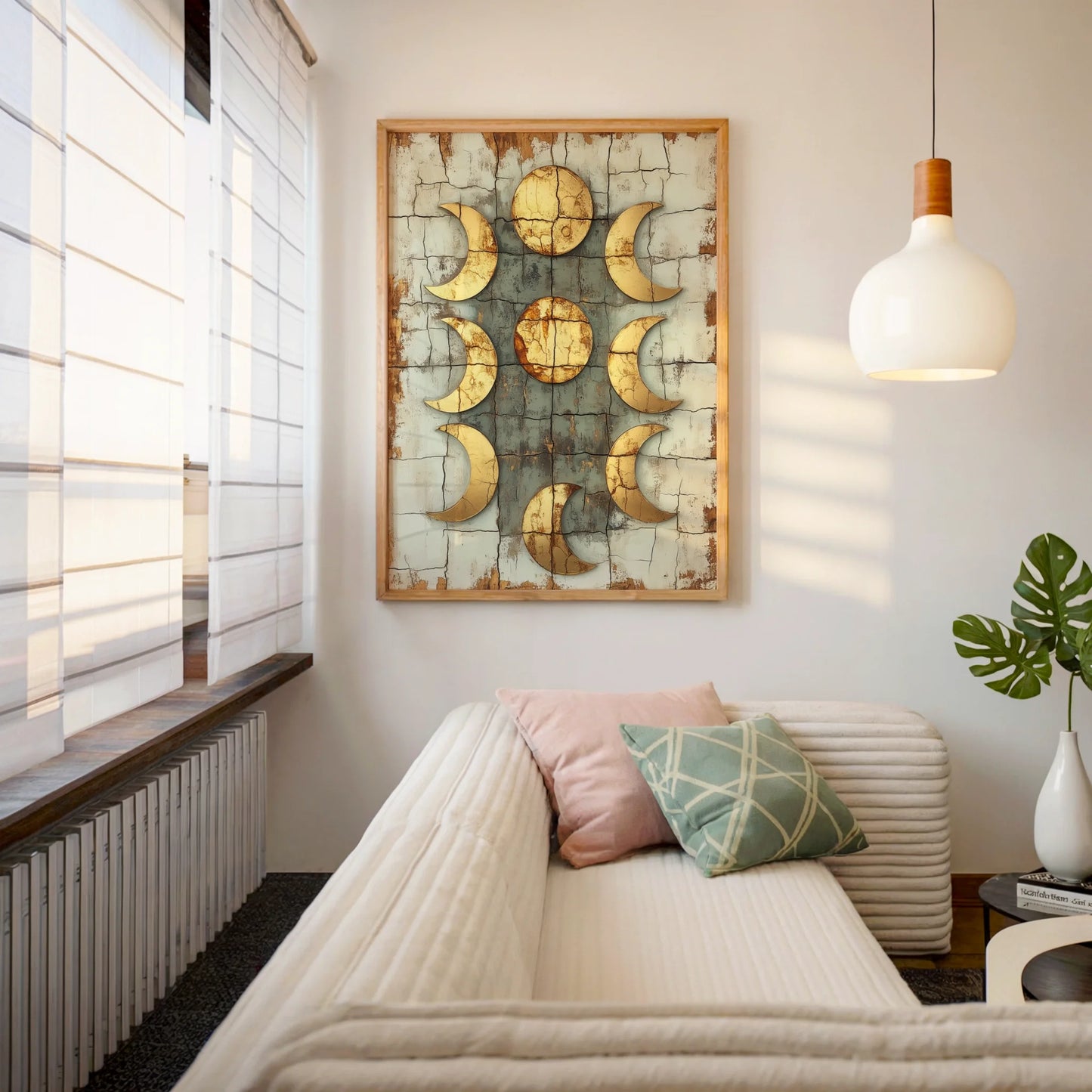 Ancient Moon Phases Nine Crescents Twin Suns in room