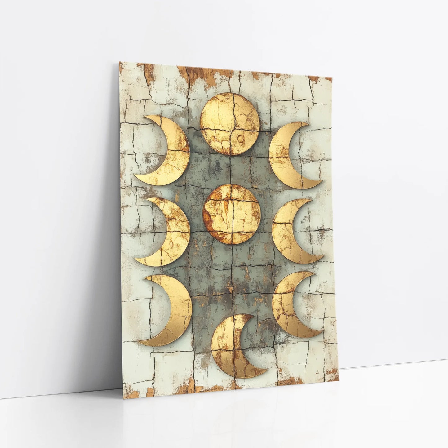 Ancient Moon Phases Nine Crescents Twin Suns art print