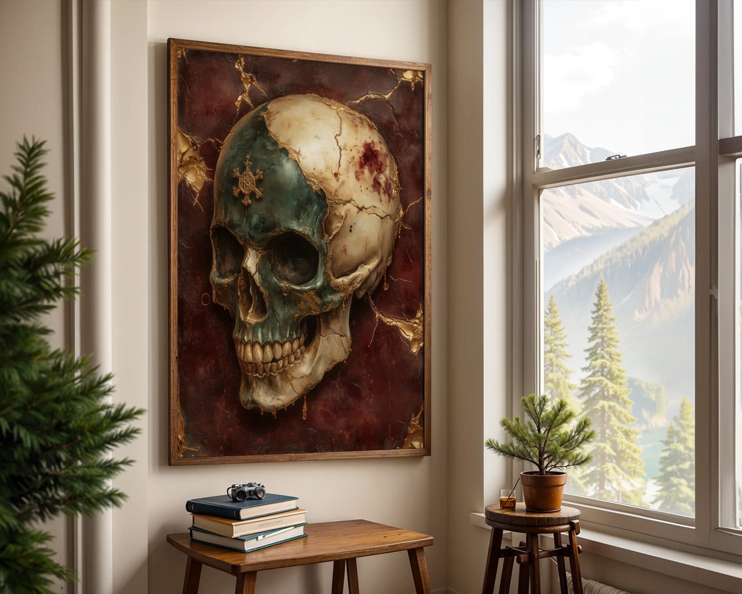 Luxury Skull Art Molten Marble Gothic in room