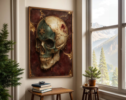 Luxury Skull Art Molten Marble Gothic in room