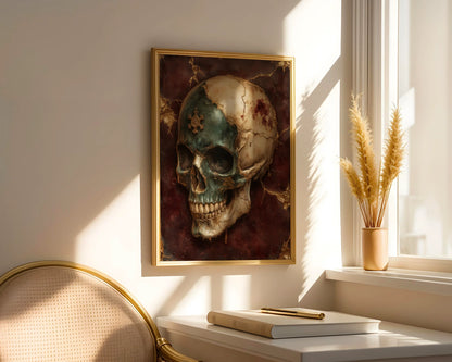 Luxury Skull Art Molten Marble Gothic in room