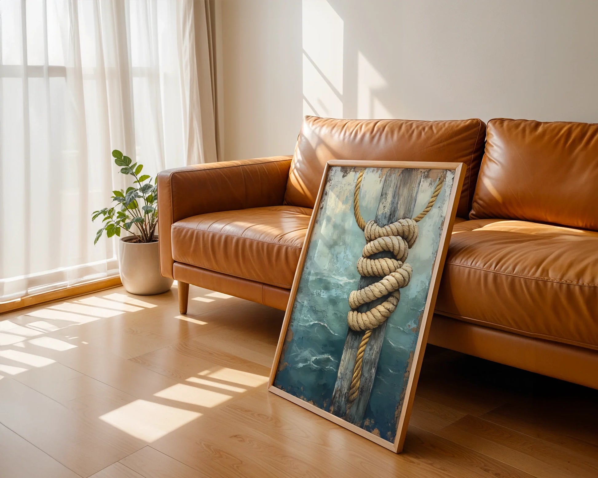 Nautical Rope Art Weathered Dock Post in room