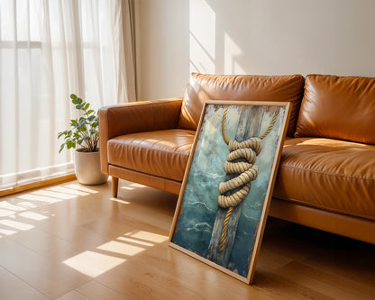 Nautical Rope Art Weathered Dock Post in room