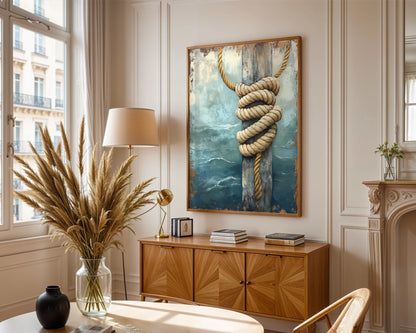 Nautical Rope Art Weathered Dock Post in room