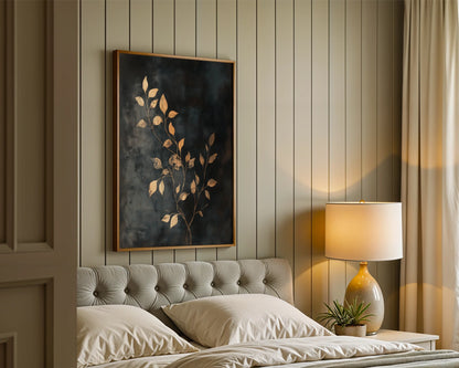 Gold Leaf Botanical Dark Moody Storm Clouds in room