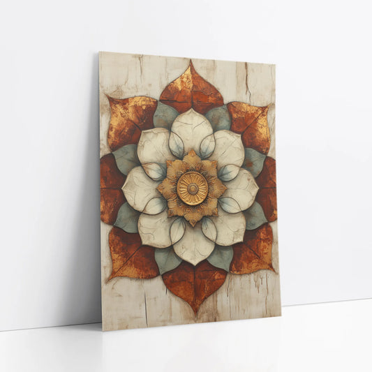 Lotus Mandala Cracked Stone Texture Boho art print