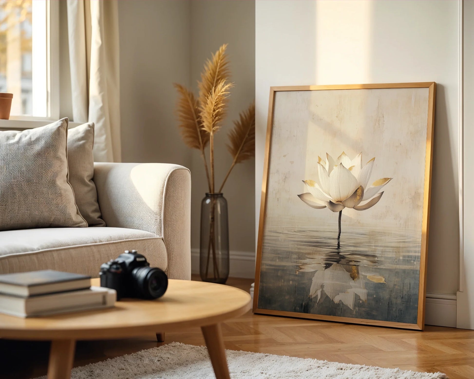 Gold Leaf Lotus Zen Meditation Room in room