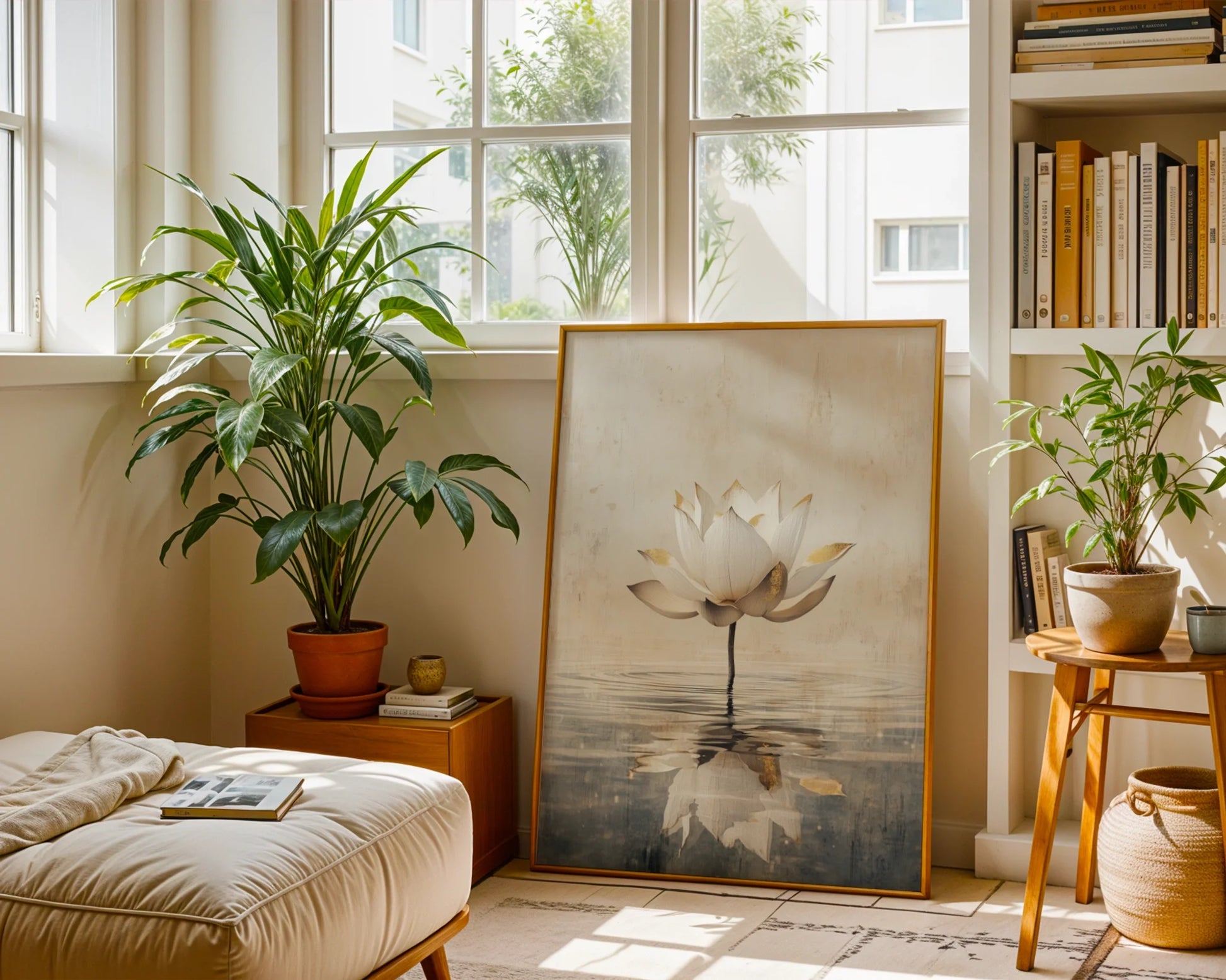 Gold Leaf Lotus Zen Meditation Room in room