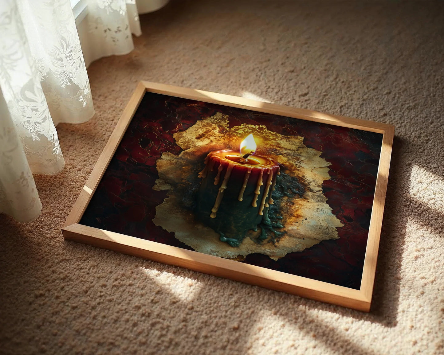 Gothic Candle Flame Melting Wax Tears in room