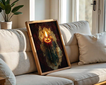Gothic Candle Flame Melting Wax Tears in room