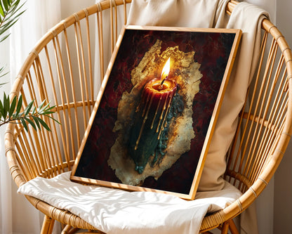 Gothic Candle Flame Melting Wax Tears in room