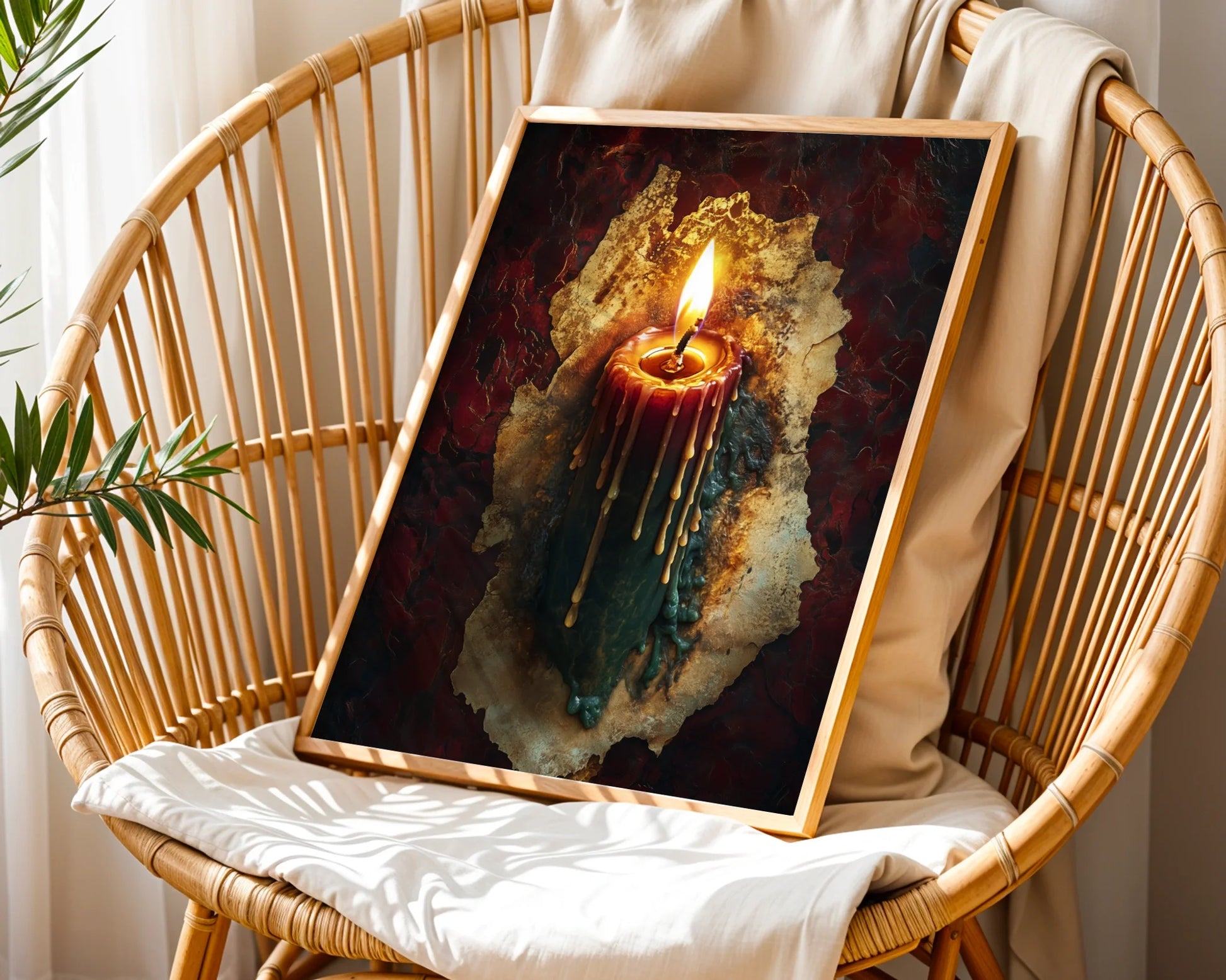 Gothic Candle Flame Melting Wax Tears in room