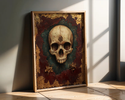 Gothic Skull Art Baroque Gold Leaf Cracked in room