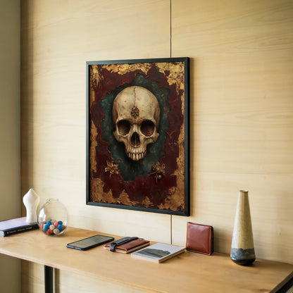 Gothic Skull Art Baroque Gold Leaf Cracked in room