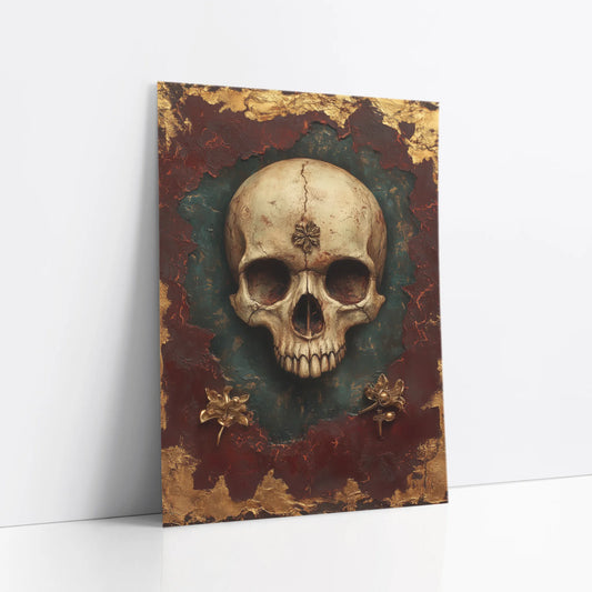 Gothic Skull Art Baroque Gold Leaf Cracked art print
