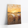 Harvest Field Hay Bales Amber Sunset Farmhouse art print