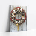 Rustic Farmhouse Wreath Cotton Bolls Barn Door art print