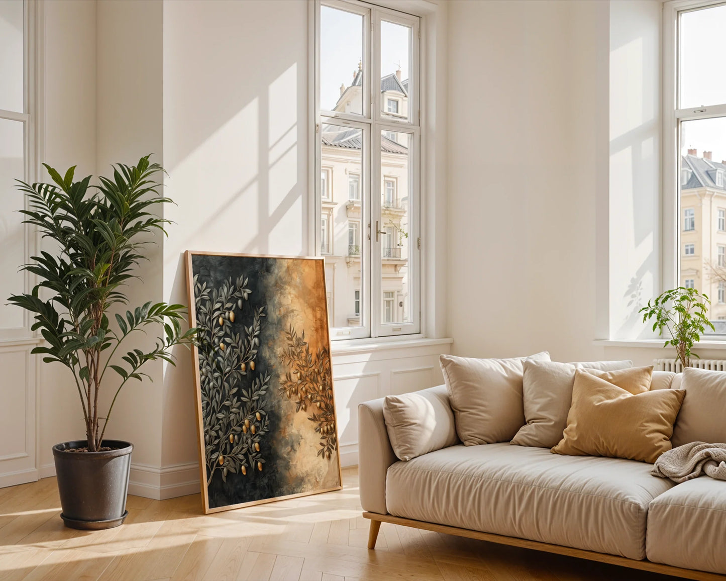 Olive Branch Textured Luxury Gold Accents in room