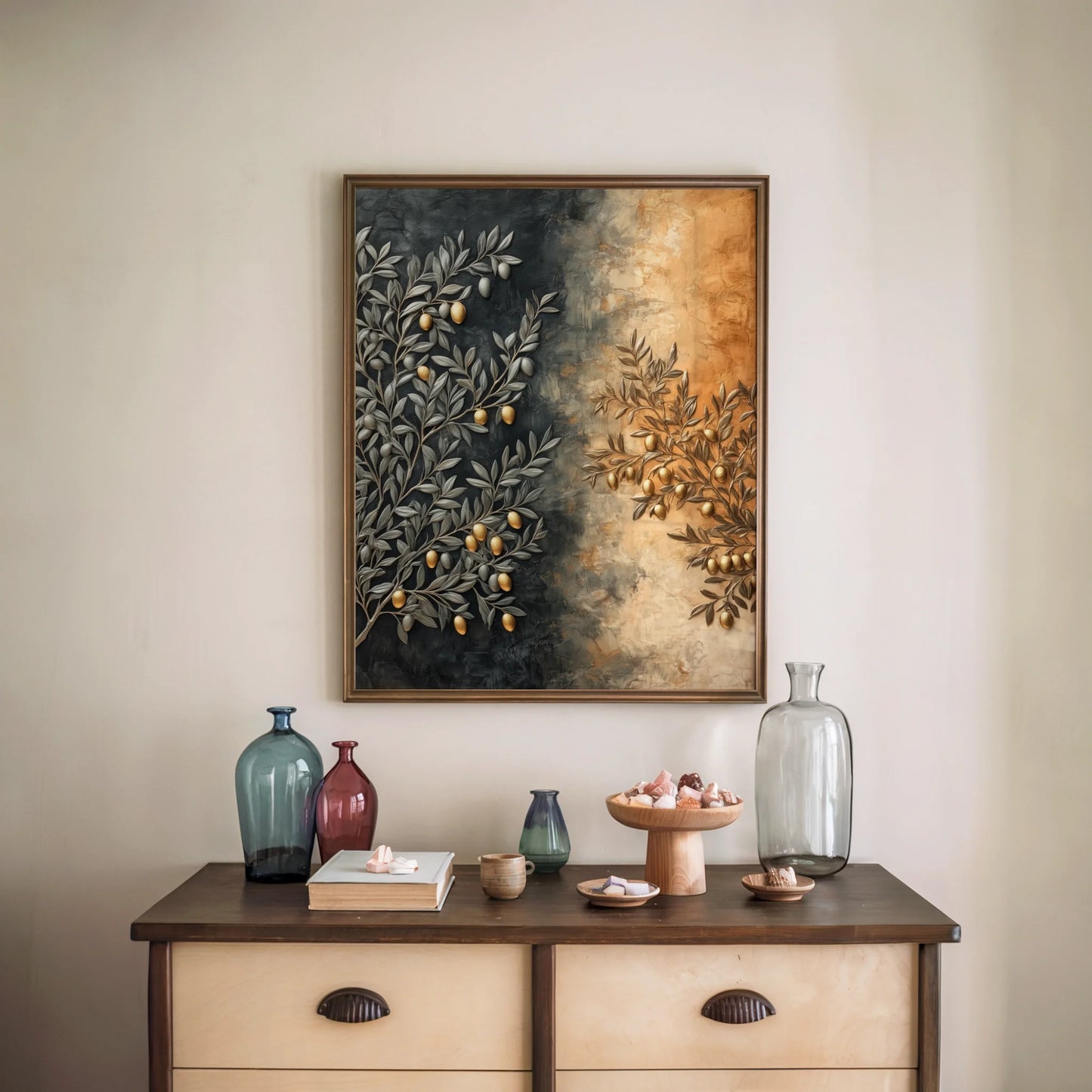 Olive Branch Textured Luxury Gold Accents in room