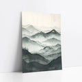 Misty Mountain Landscape Golden Peak Japandi art print