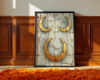 Ancient Crescent Moon Boho Fractured Earth in room
