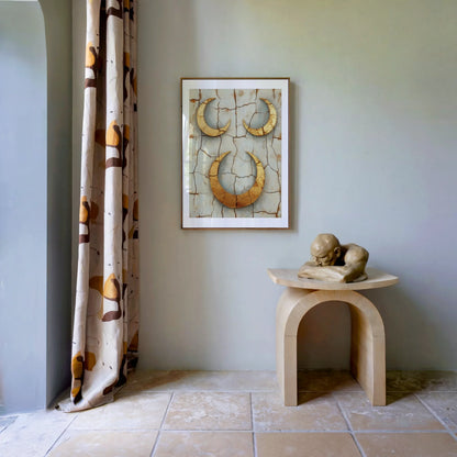 Ancient Crescent Moon Boho Fractured Earth in room