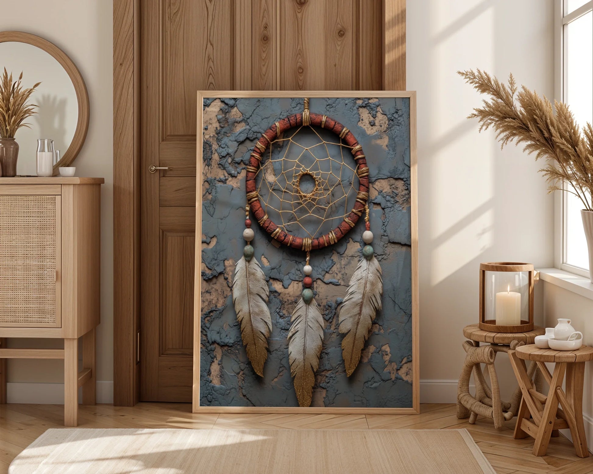 Dreamcatcher Boho Leather Wrapped in room