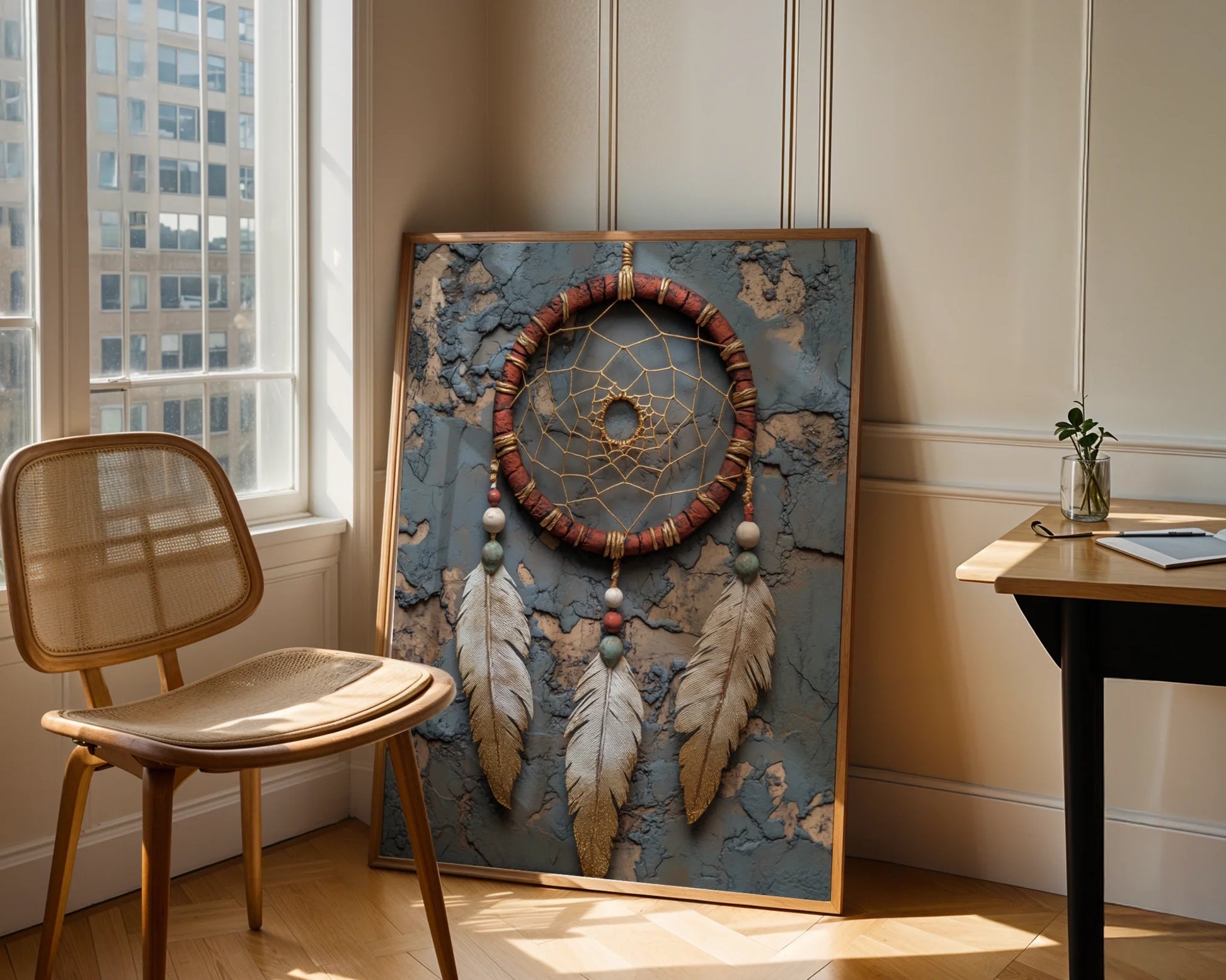 Dreamcatcher Boho Leather Wrapped in room