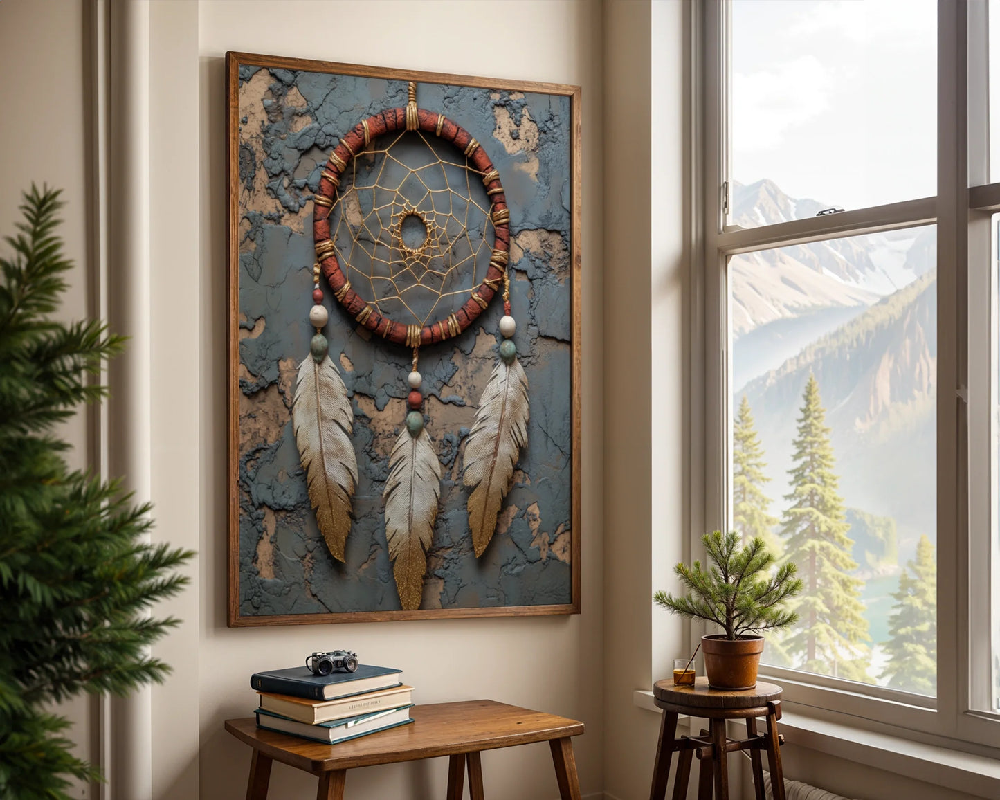Dreamcatcher Boho Leather Wrapped in room