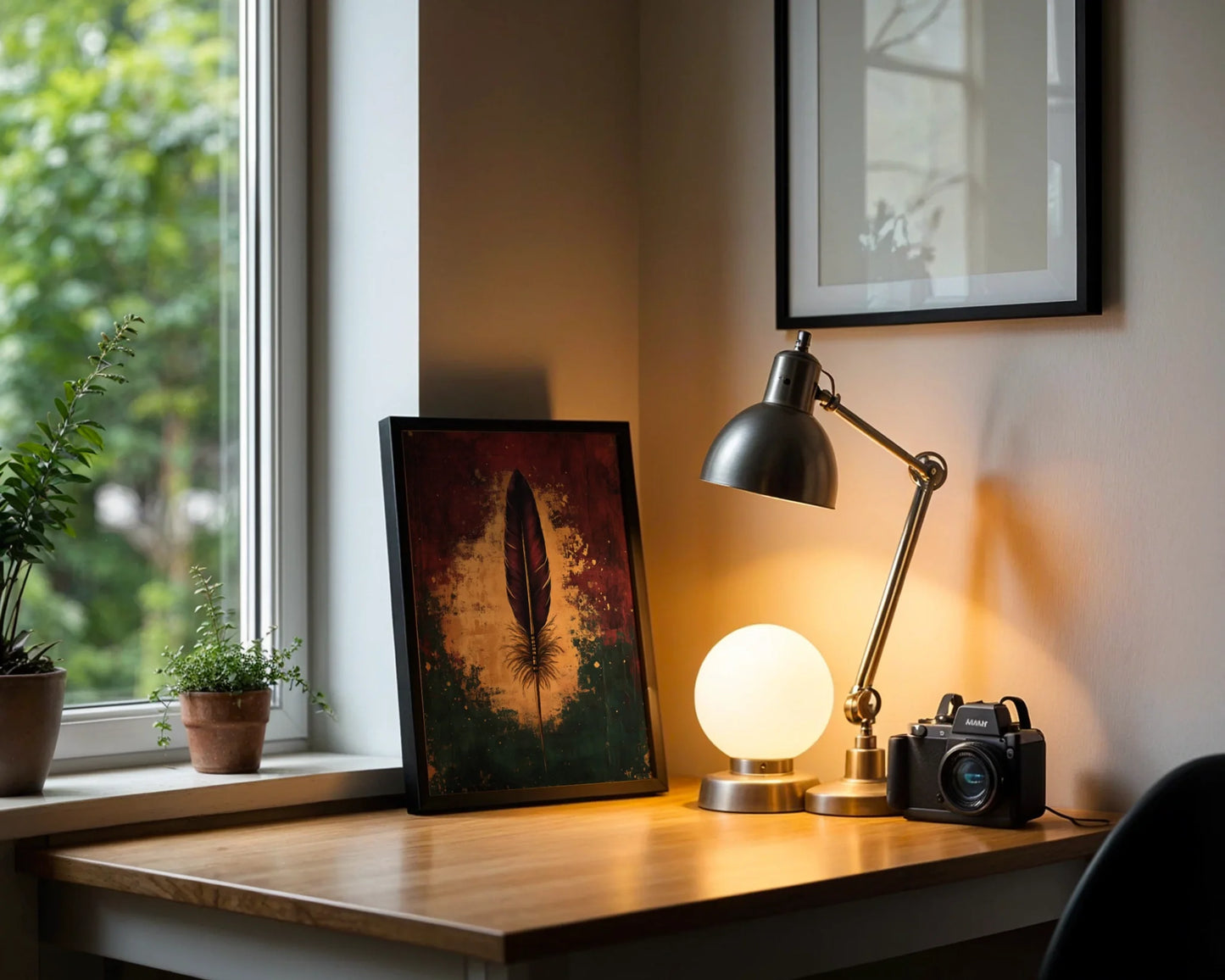 Rustic Feather Obsidian Copper Patina in room