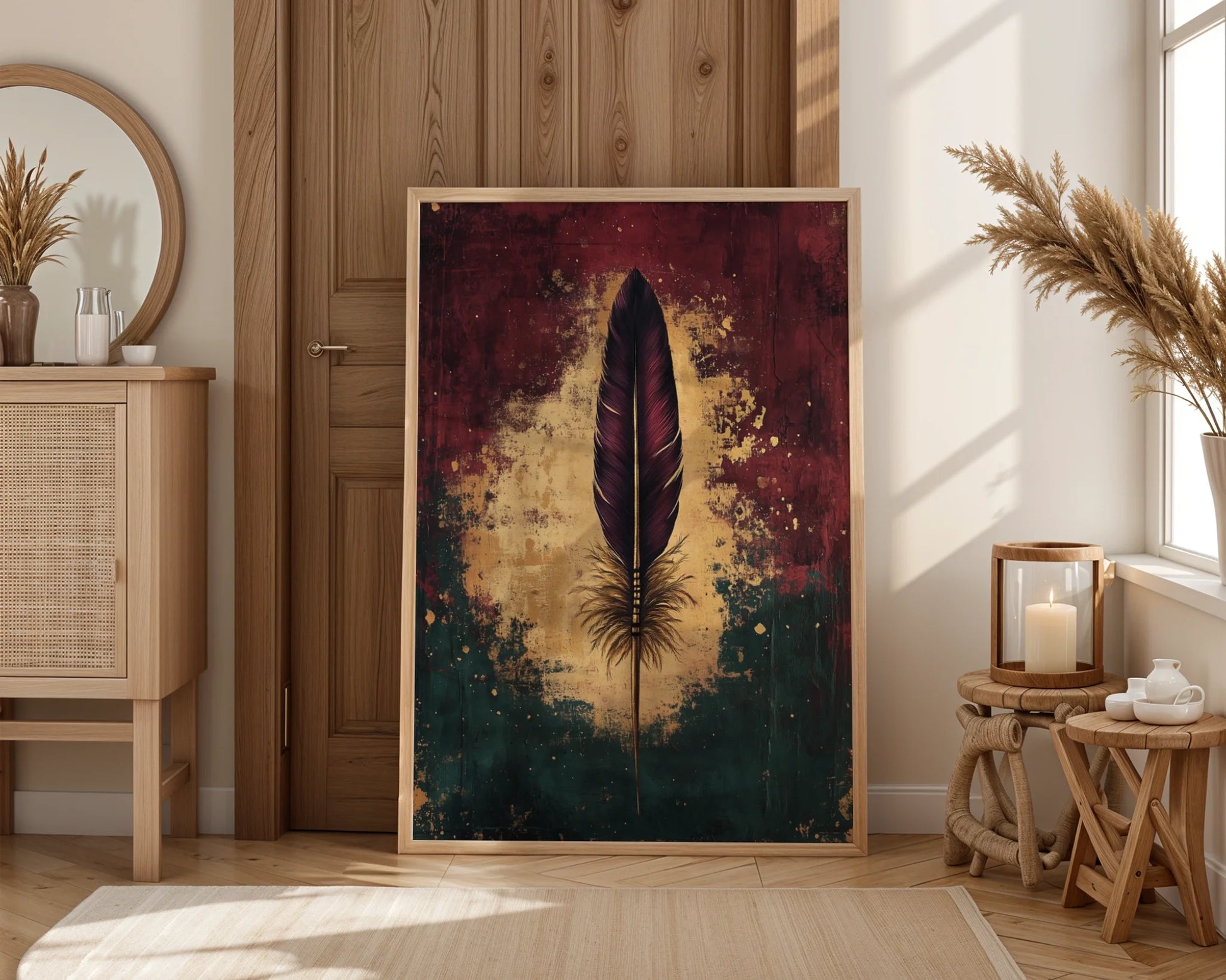 Rustic Feather Obsidian Copper Patina in room