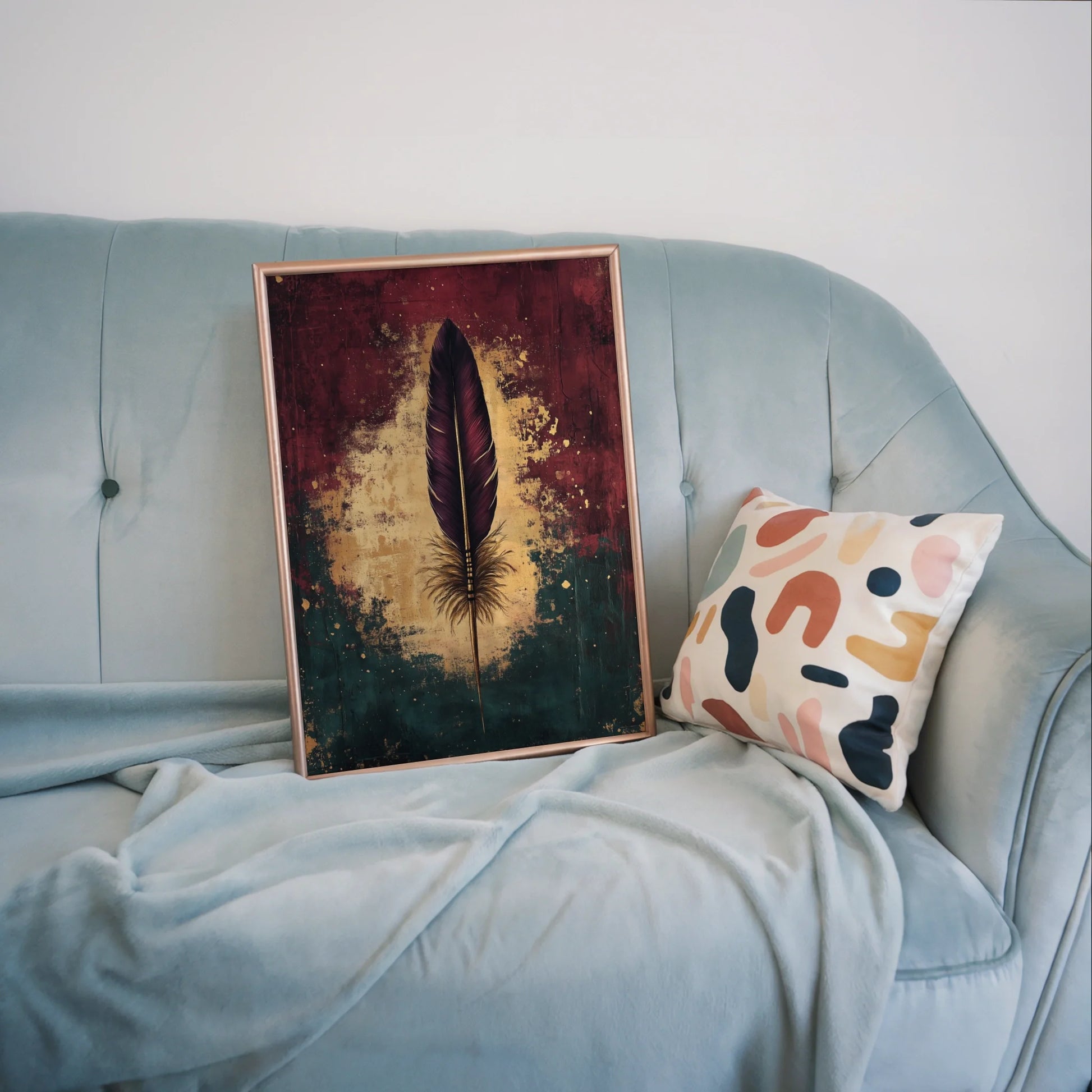 Rustic Feather Obsidian Copper Patina in room