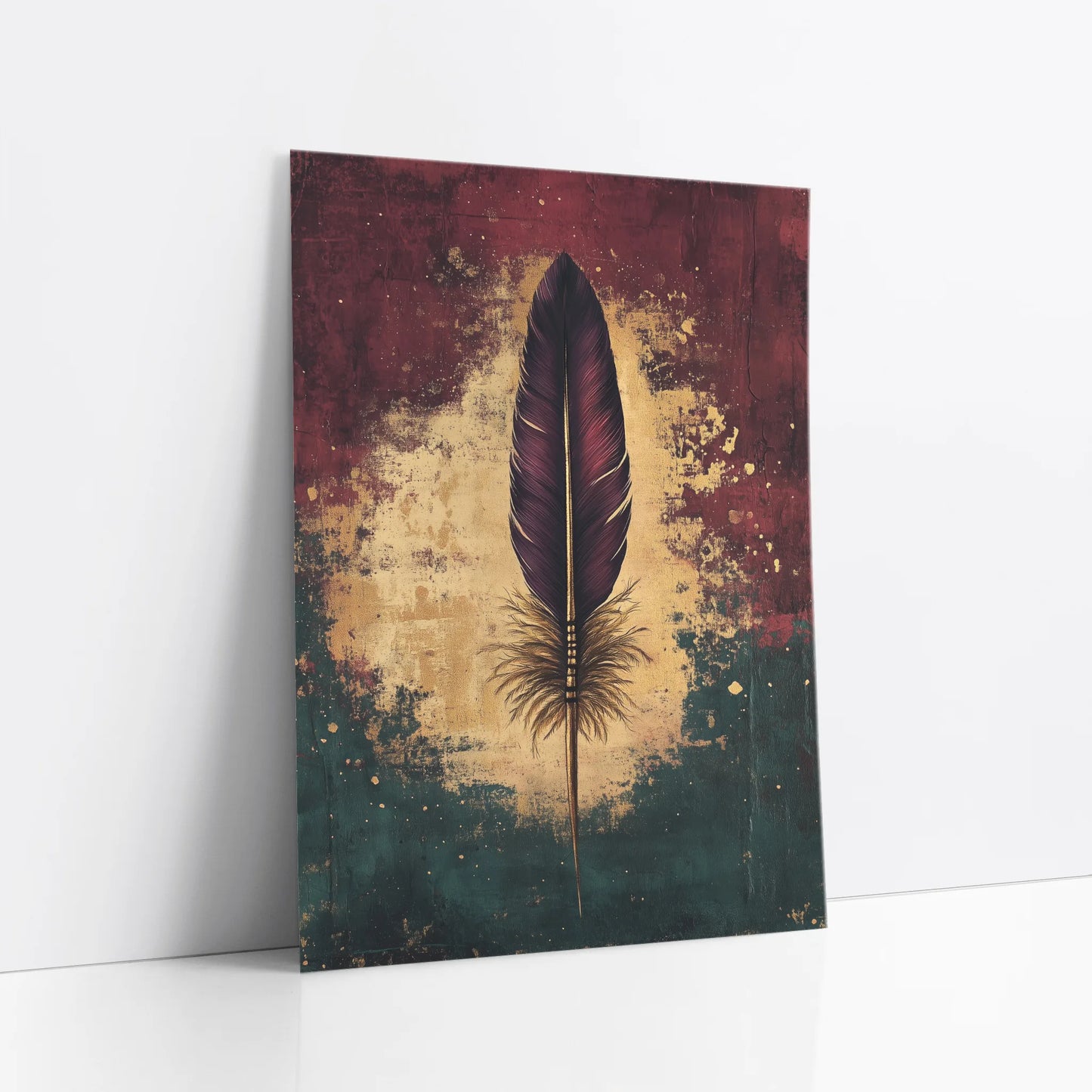 Rustic Feather Obsidian Copper Patina art print